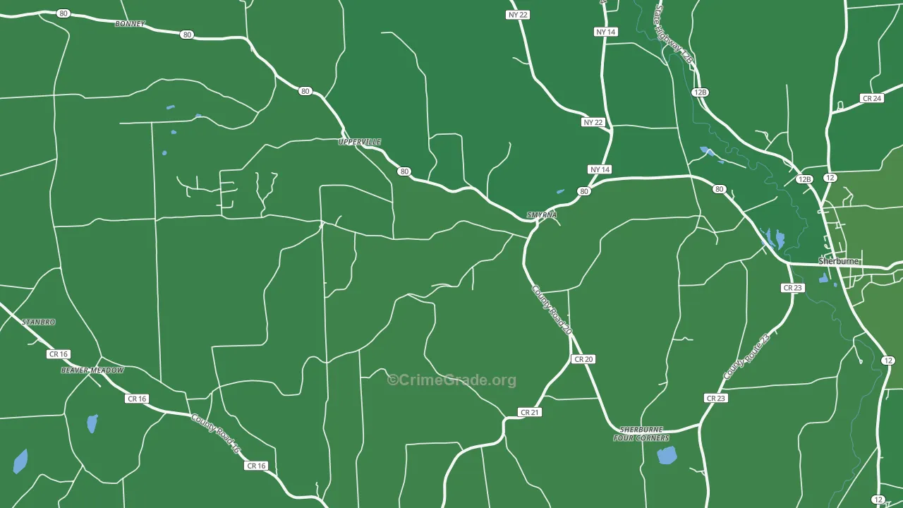 13464, NY Map of Vehicle Theft Rates