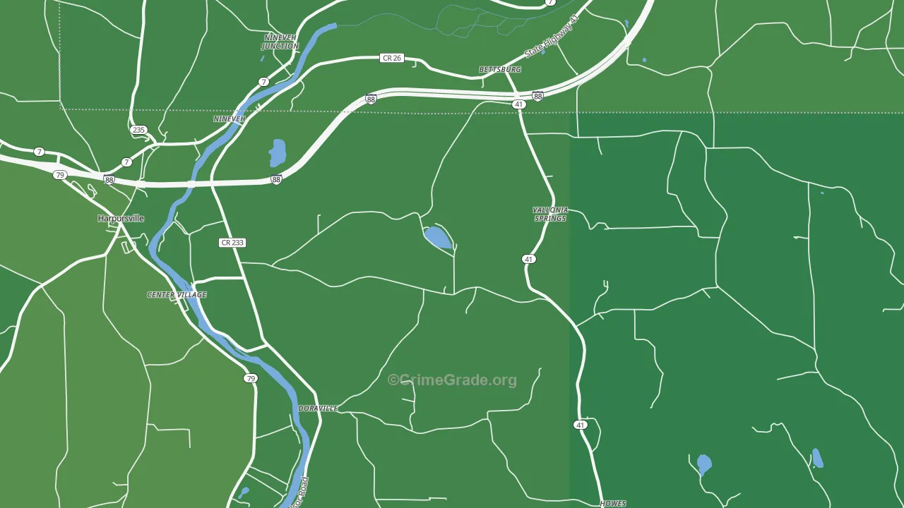 13813, NY Map of Vehicle Theft Rates