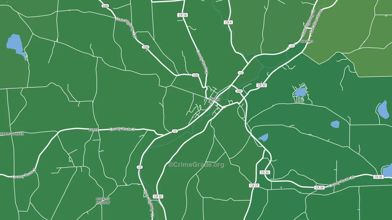 13830, NY Map of Vehicle Theft Rates