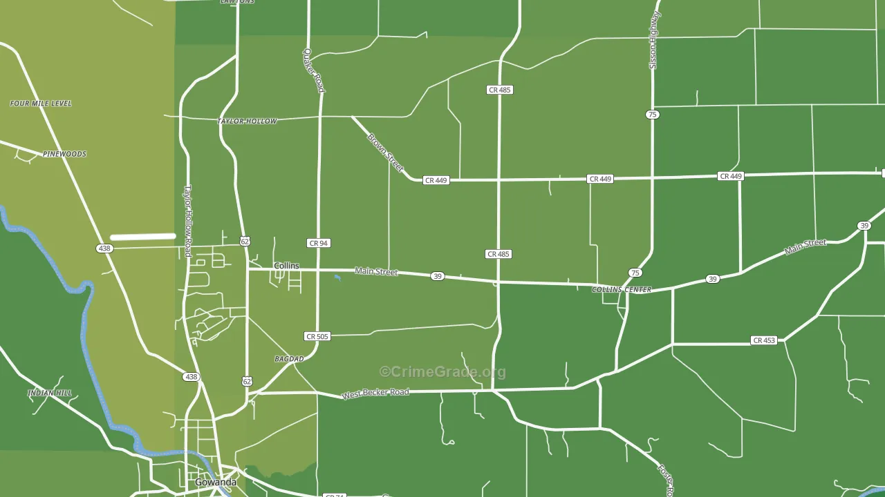 14034, NY Map of Vehicle Theft Rates