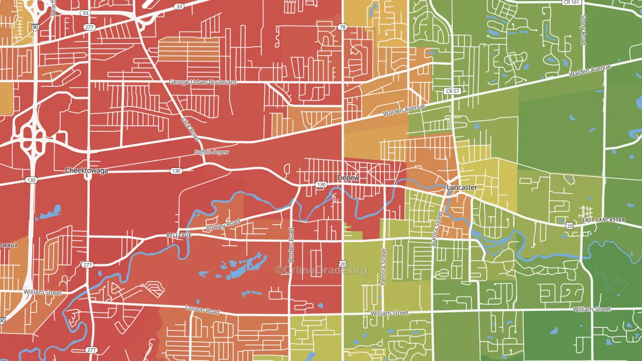14043, NY Map of Vehicle Theft Rates