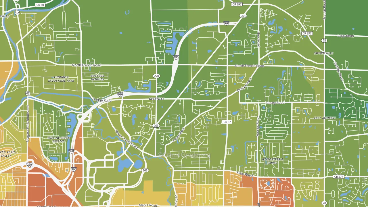 14068, NY Map of Vehicle Theft Rates