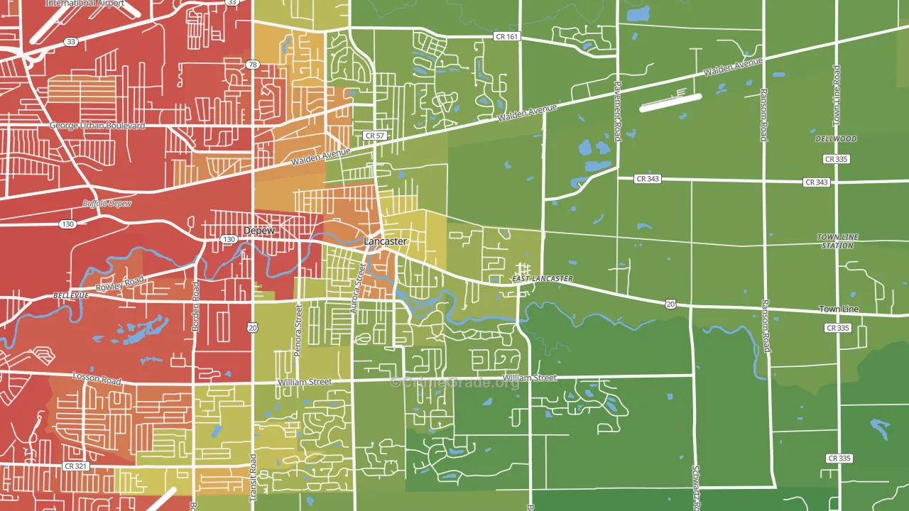 14086, NY Map of Vehicle Theft Rates