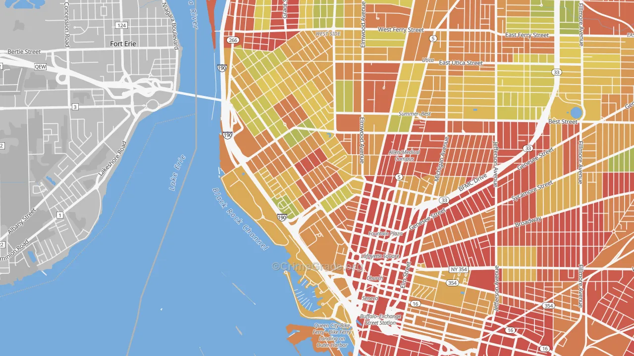 14201, NY Map of Vehicle Theft Rates