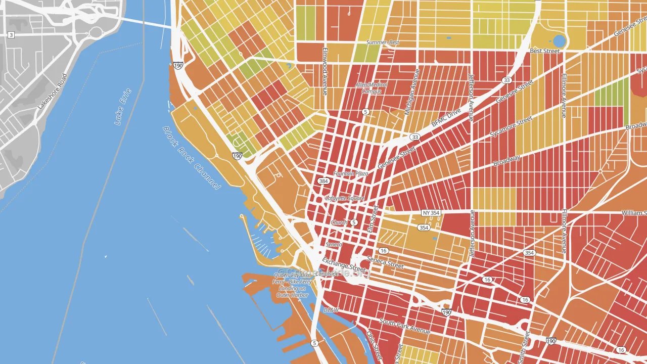 14202, NY Map of Vehicle Theft Rates