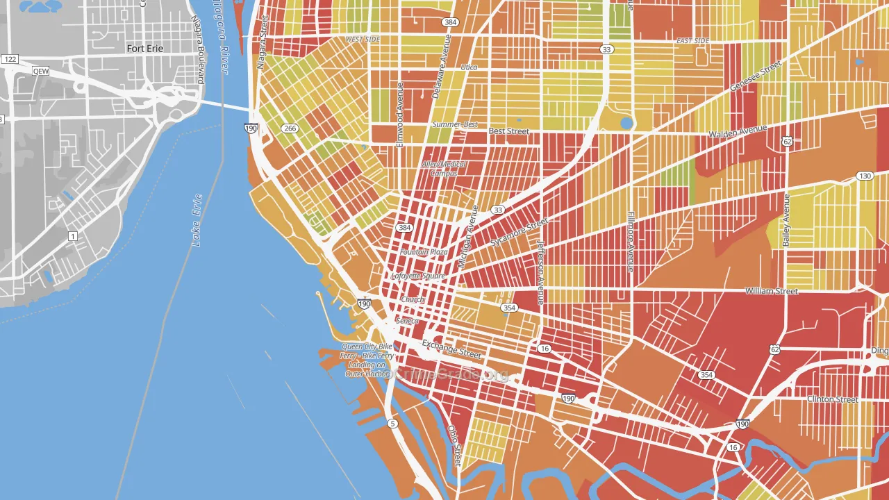 14203, NY Map of Vehicle Theft Rates