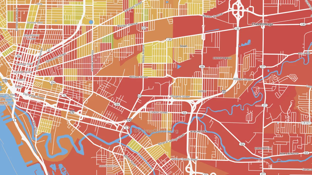14206, NY Map of Vehicle Theft Rates