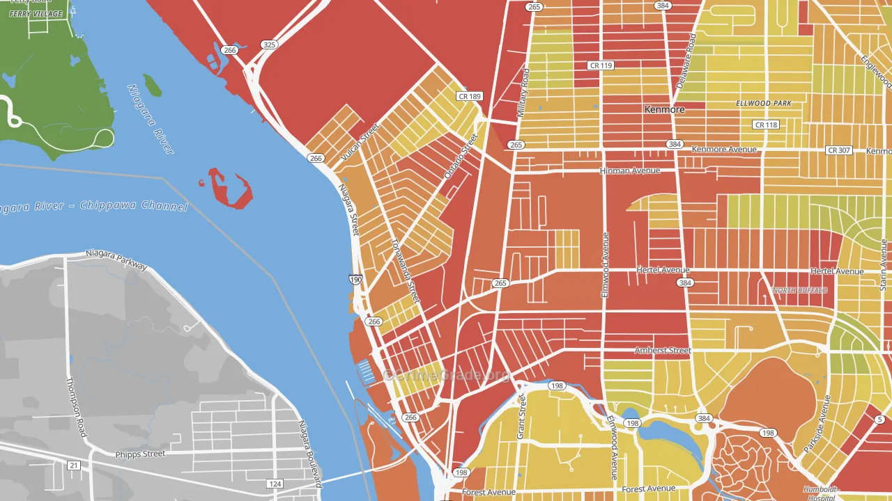 14207, NY Map of Vehicle Theft Rates