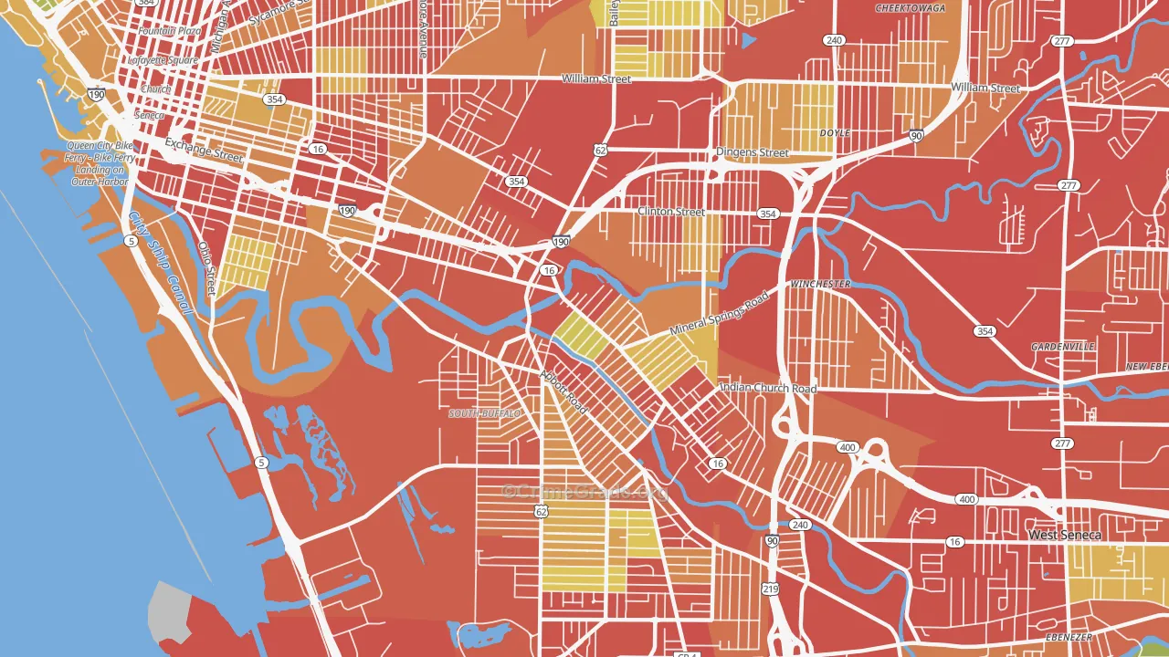 14210, NY Map of Vehicle Theft Rates