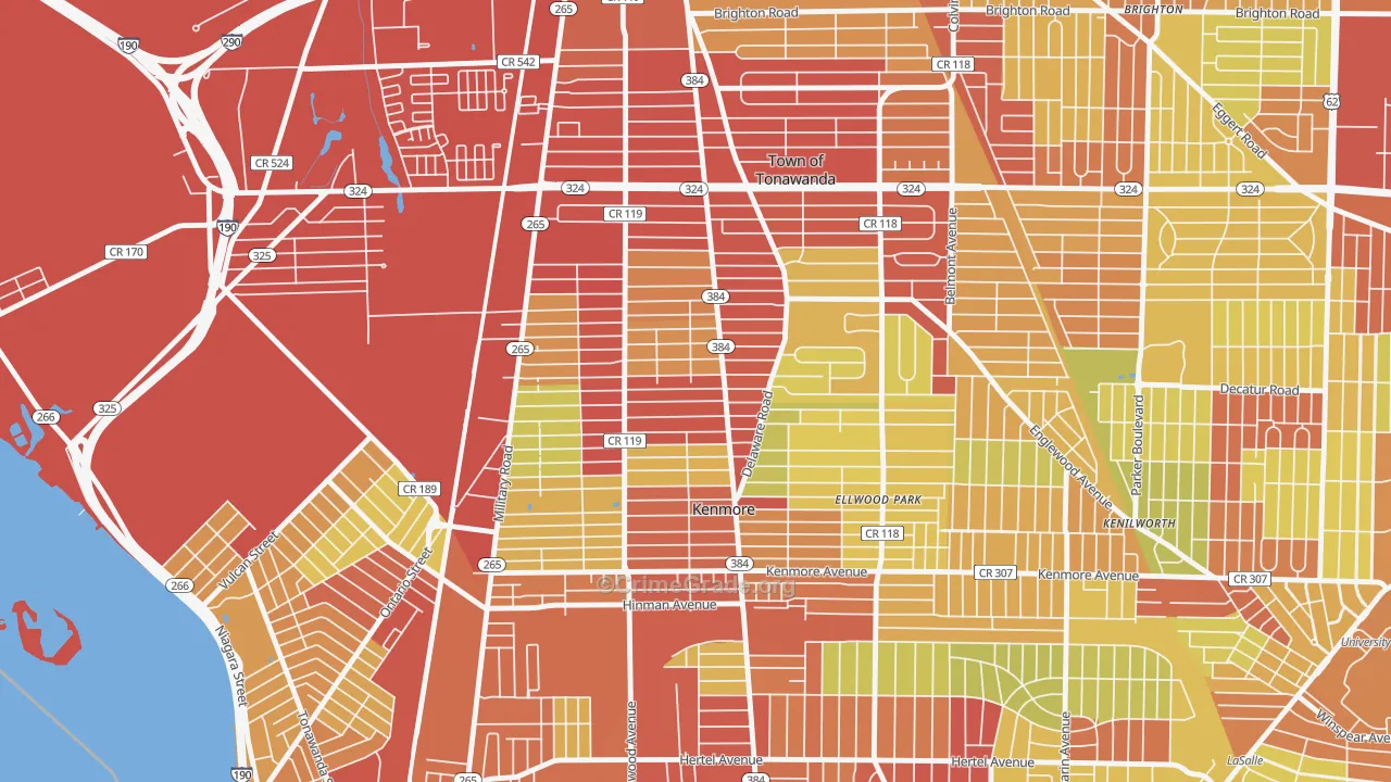 14217, NY Map of Vehicle Theft Rates