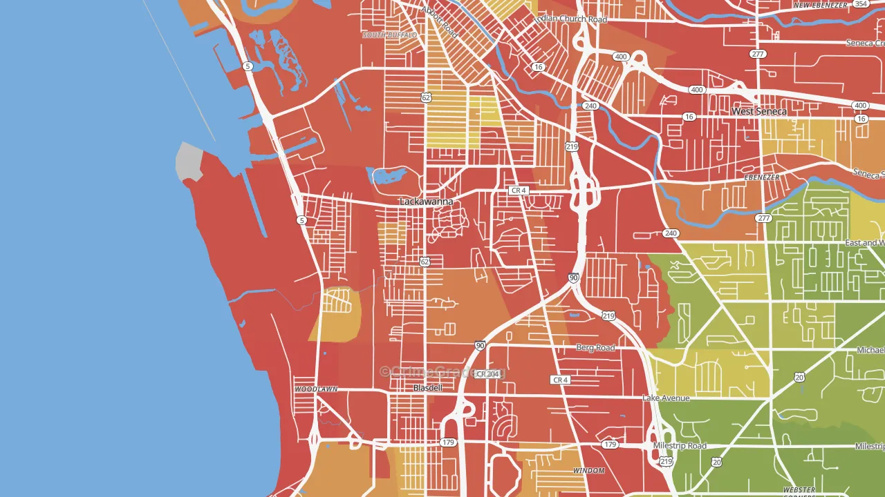 14218, NY Map of Vehicle Theft Rates