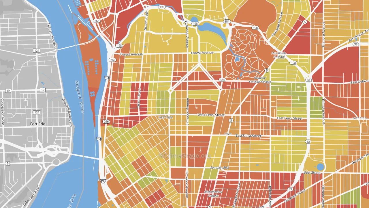 14222, NY Map of Vehicle Theft Rates