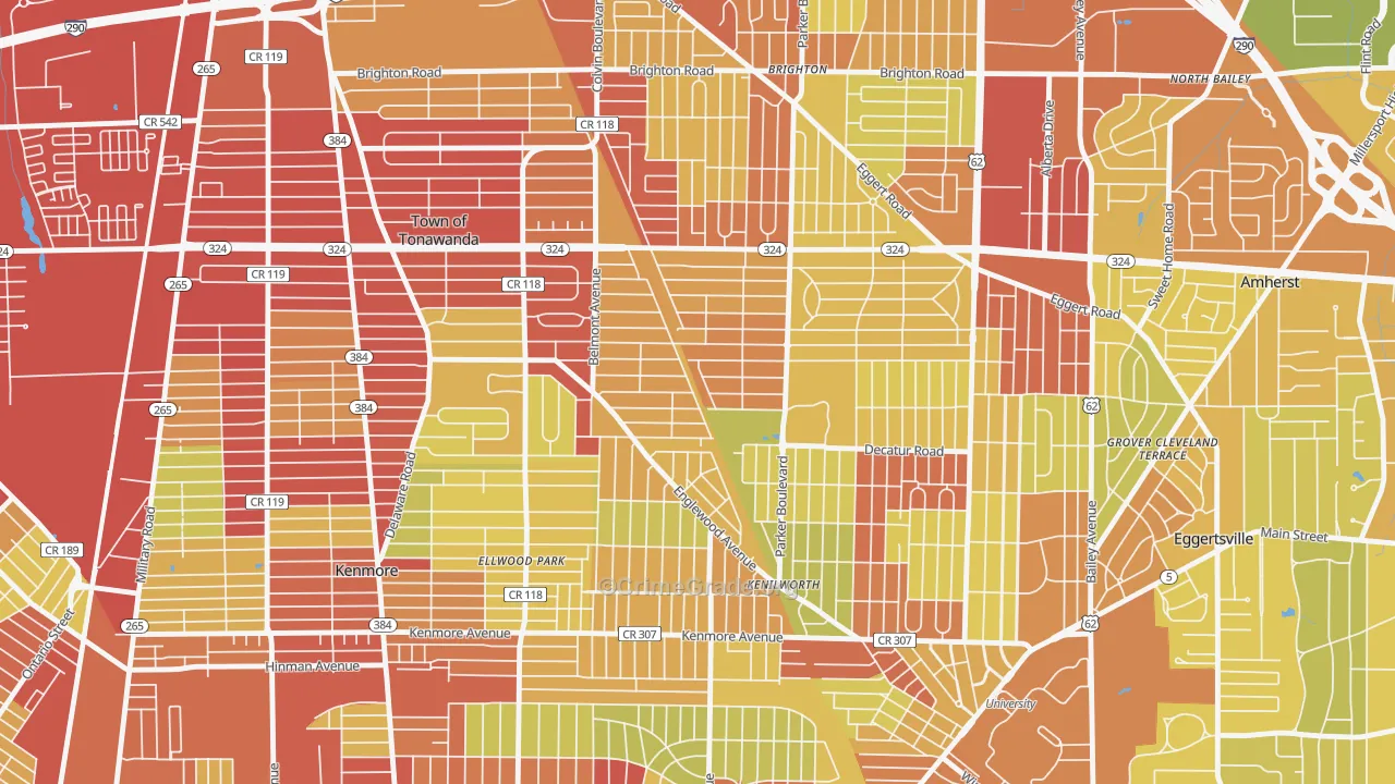 14223, NY Map of Vehicle Theft Rates