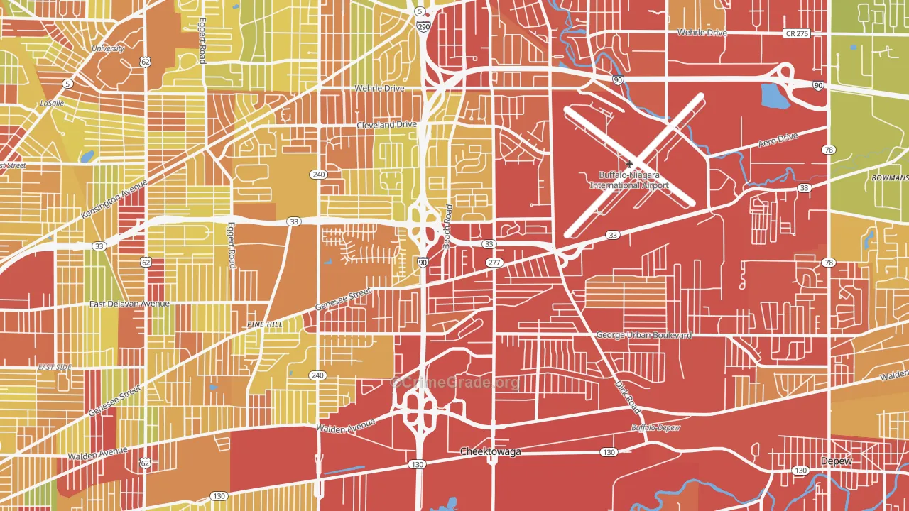 14225, NY Map of Vehicle Theft Rates
