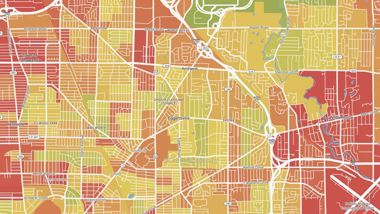 14226, NY Map of Vehicle Theft Rates