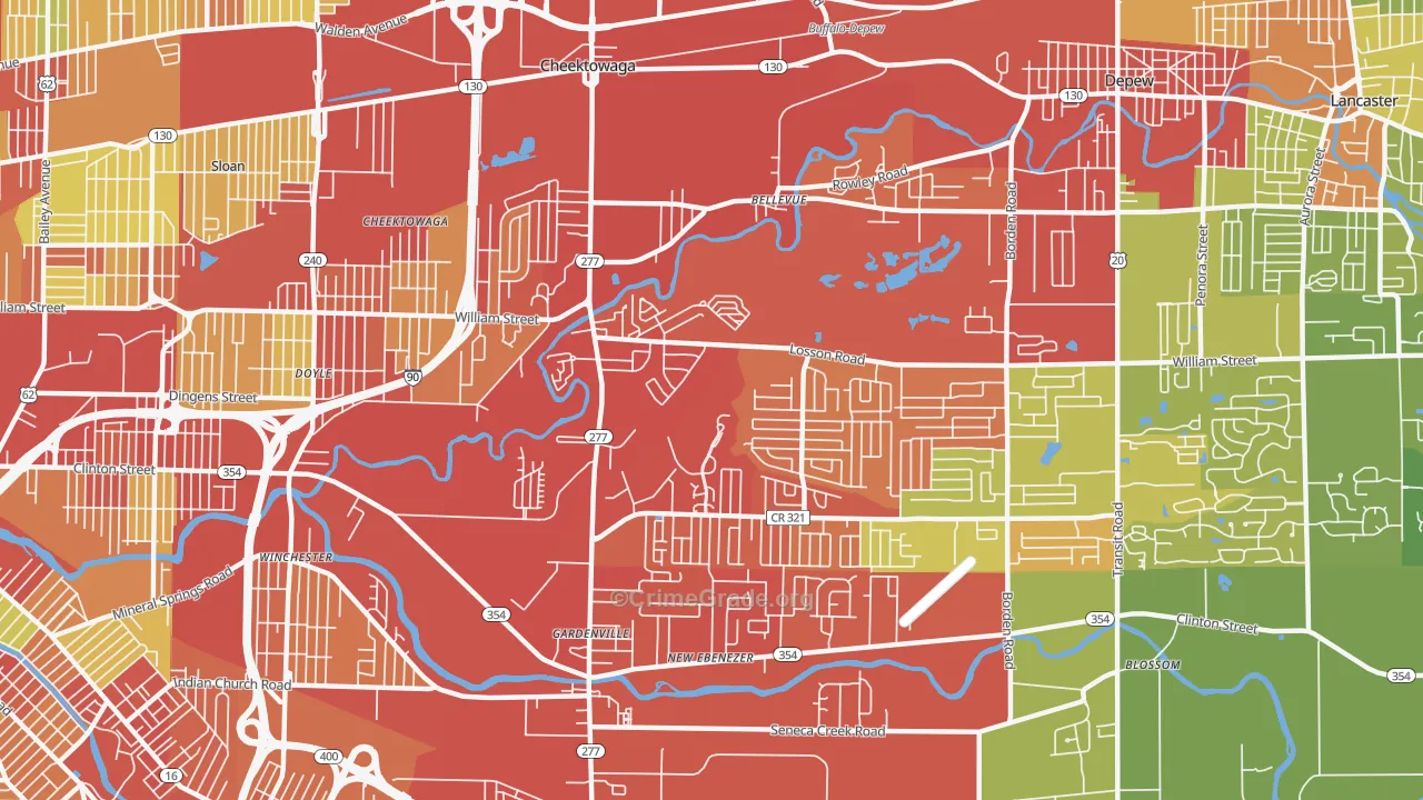14227, NY Map of Vehicle Theft Rates