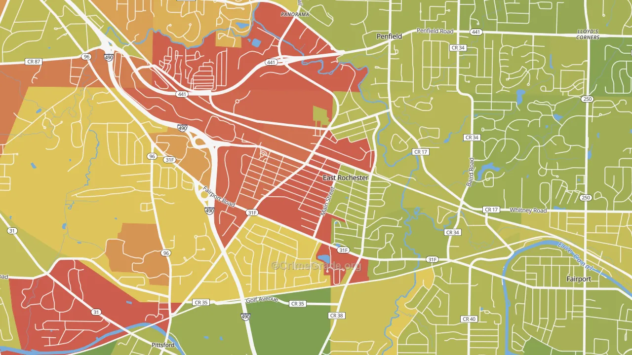14445, NY Map of Vehicle Theft Rates