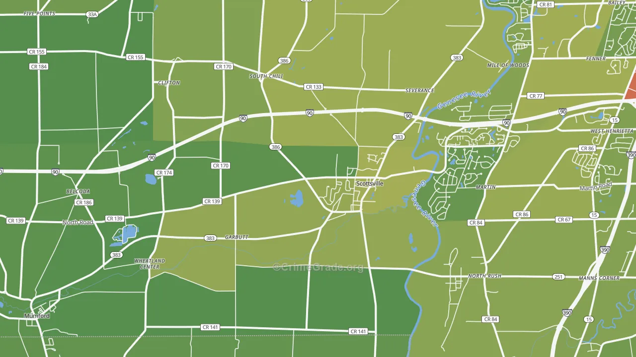 14546, NY Map of Vehicle Theft Rates