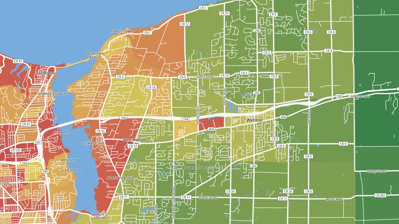 14580, NY Map of Vehicle Theft Rates