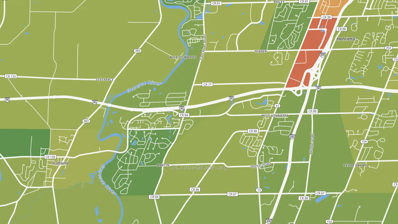 14586, NY Map of Vehicle Theft Rates