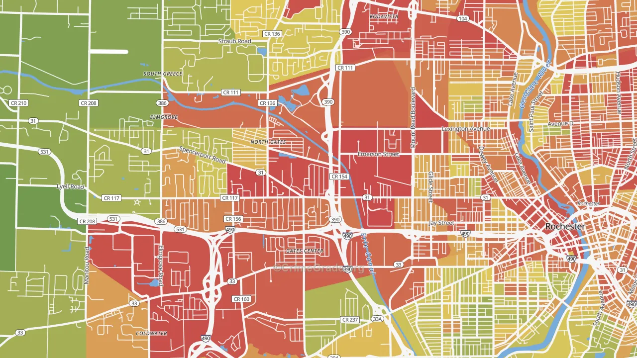 14606, NY Map of Vehicle Theft Rates