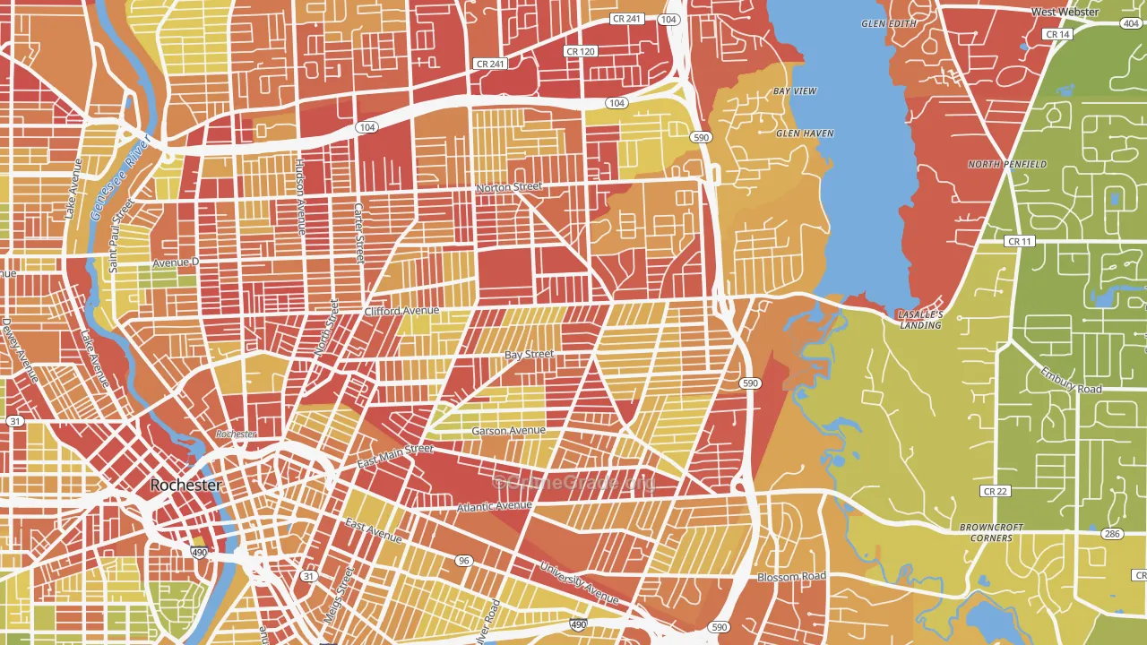14609, NY Map of Vehicle Theft Rates
