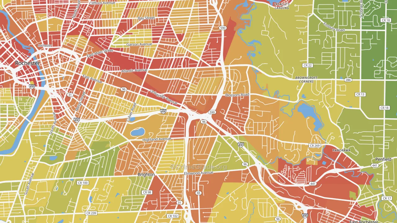 14610, NY Map of Vehicle Theft Rates