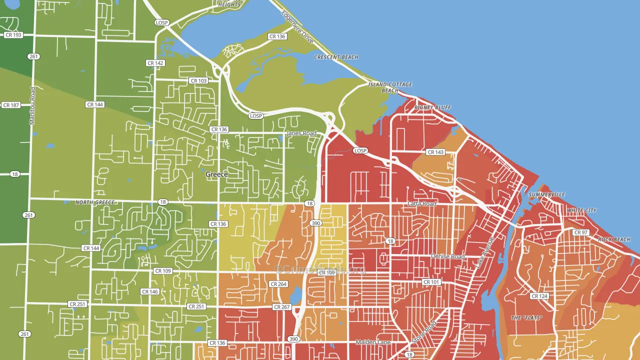 14612, NY Map of Vehicle Theft Rates