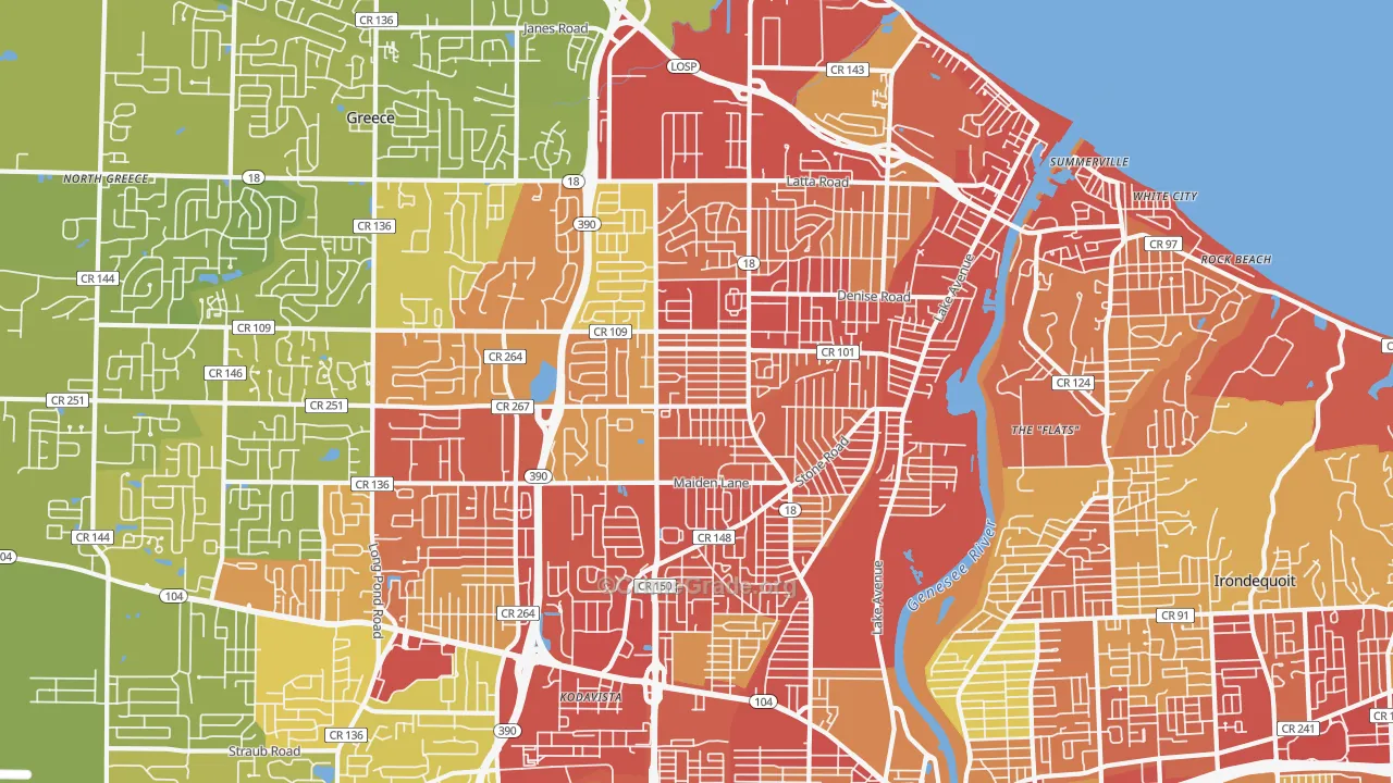 14616, NY Map of Vehicle Theft Rates