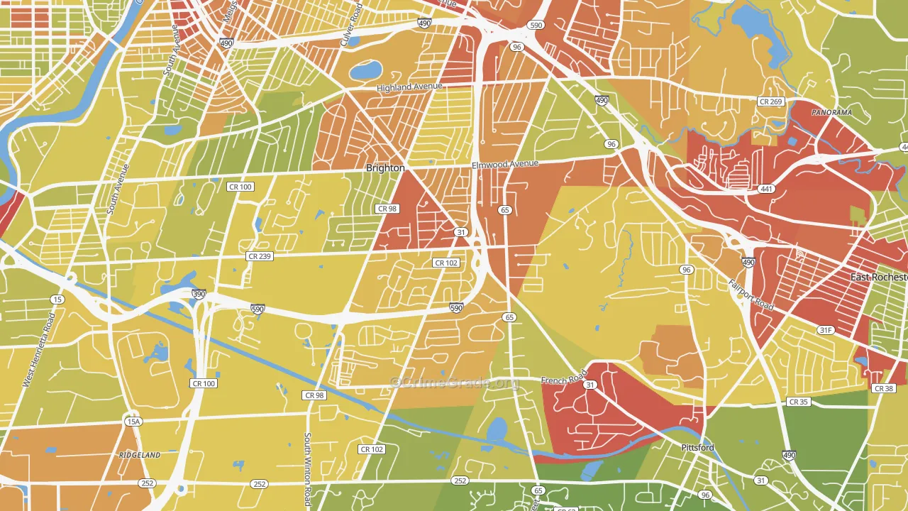 14618, NY Map of Vehicle Theft Rates