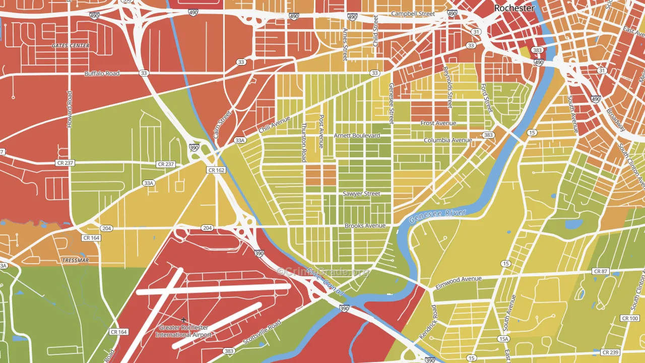 14619, NY Map of Vehicle Theft Rates