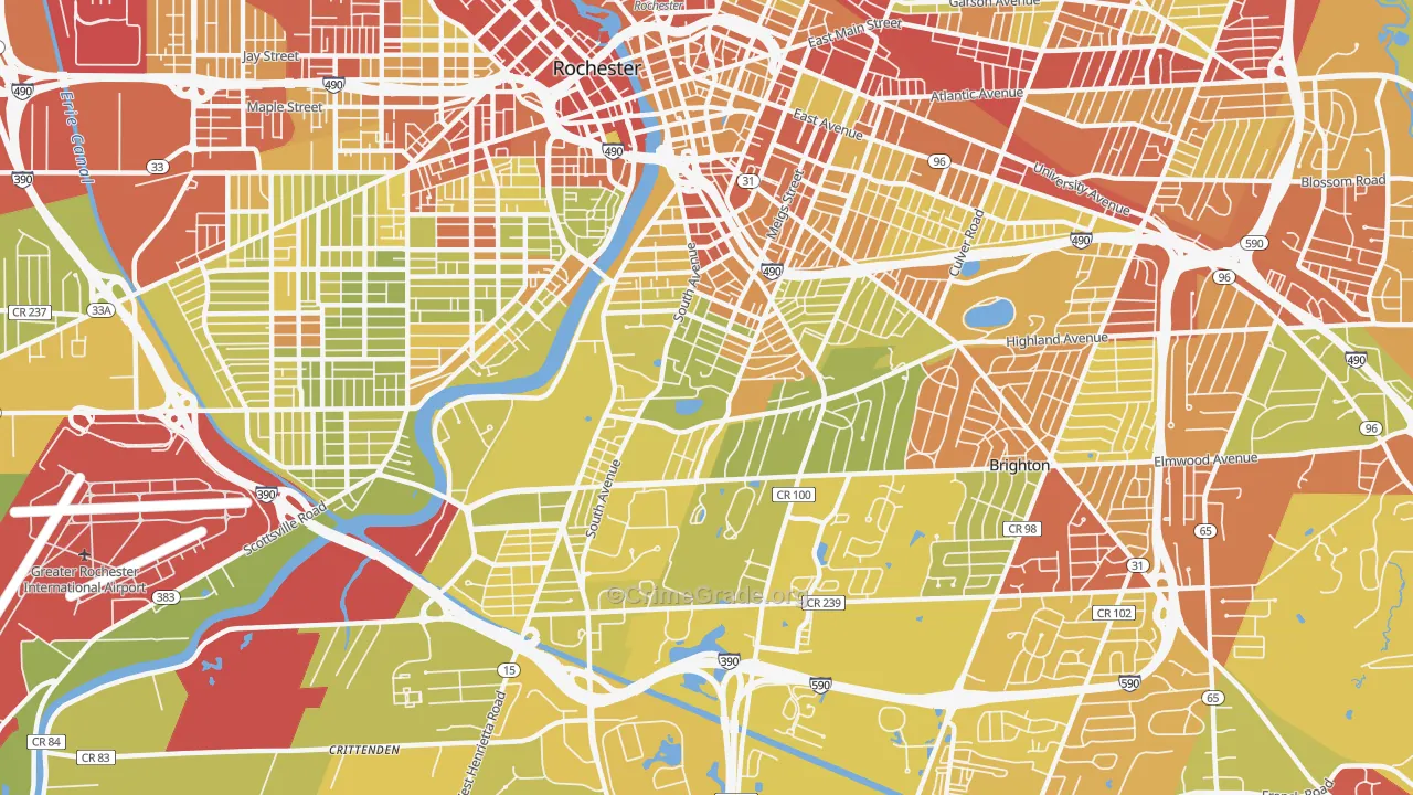 14620, NY Map of Vehicle Theft Rates