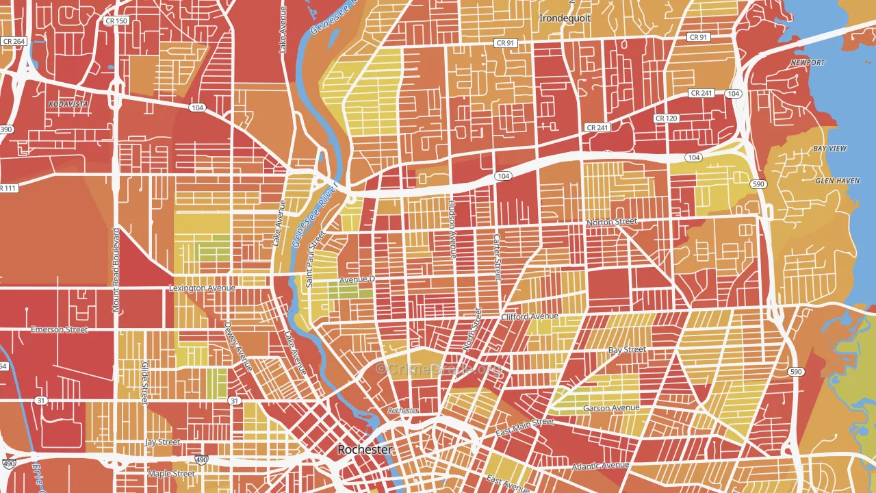 14621, NY Map of Vehicle Theft Rates