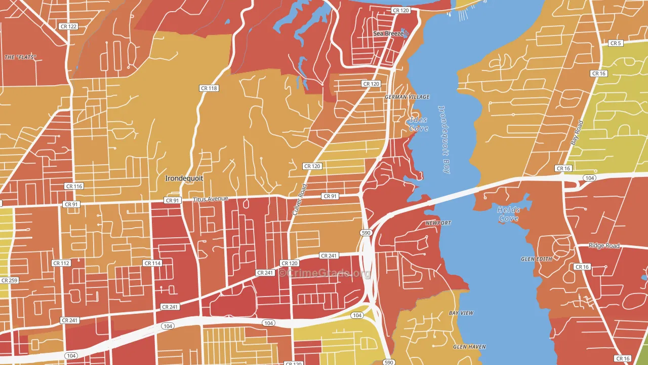 14622, NY Map of Vehicle Theft Rates