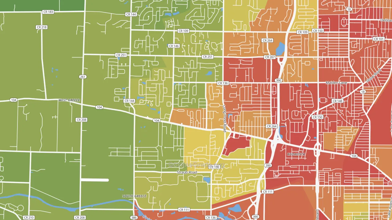 14626, NY Map of Vehicle Theft Rates