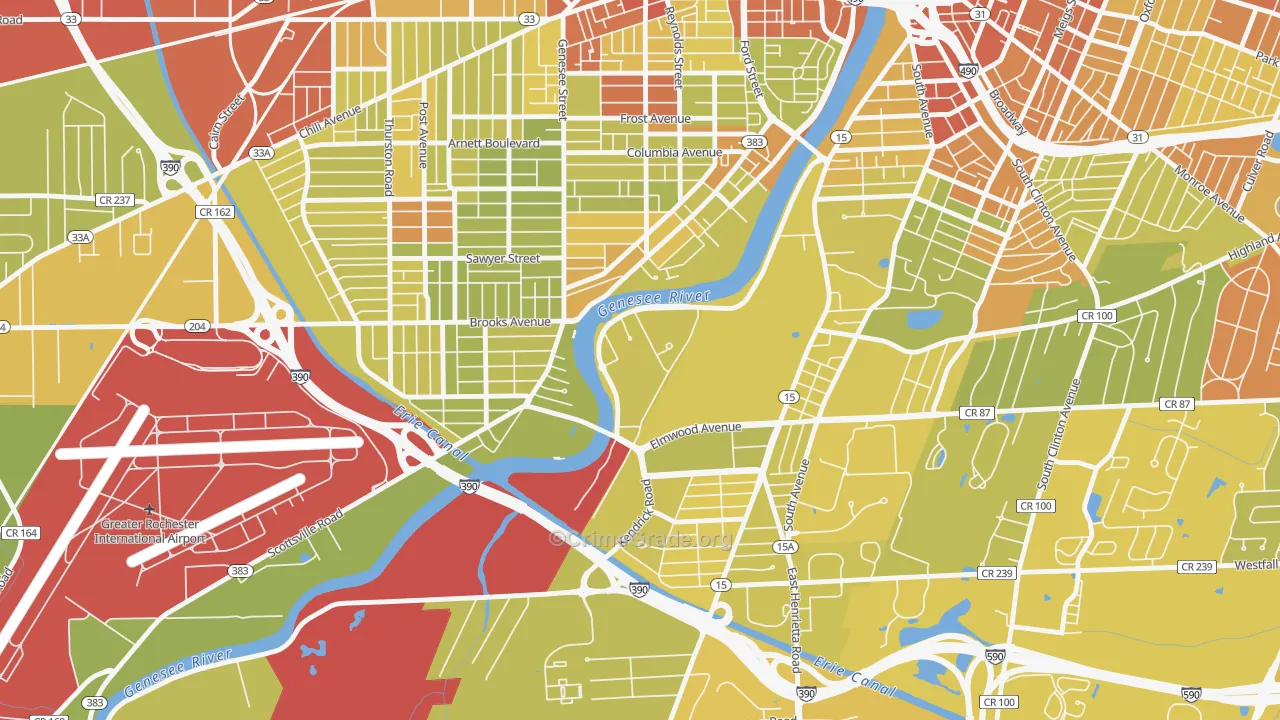14627, NY Map of Vehicle Theft Rates