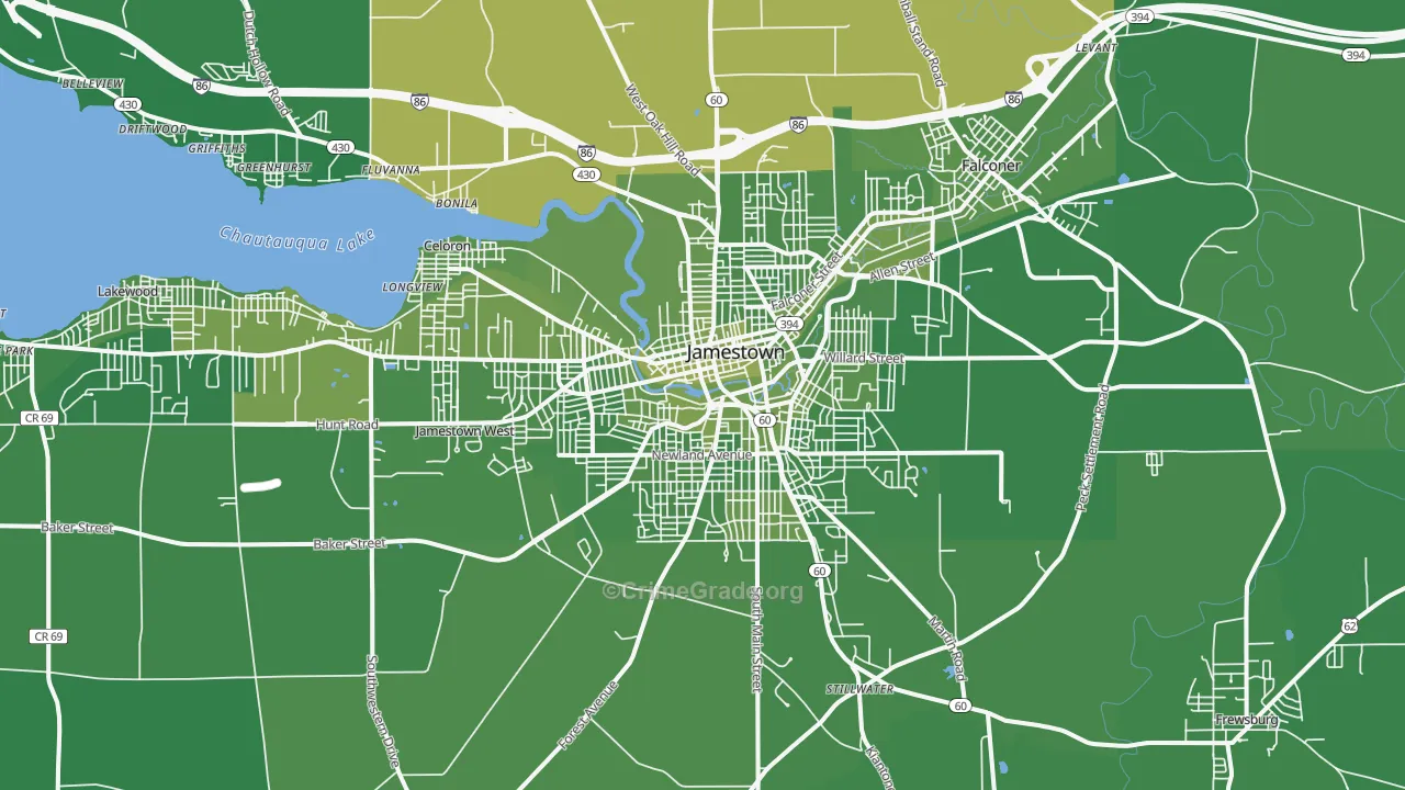 14701, NY Map of Vehicle Theft Rates