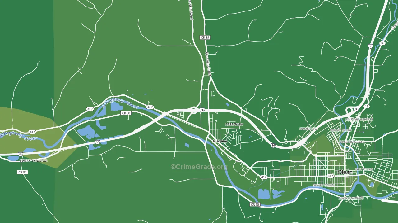 14706, NY Map of Vehicle Theft Rates