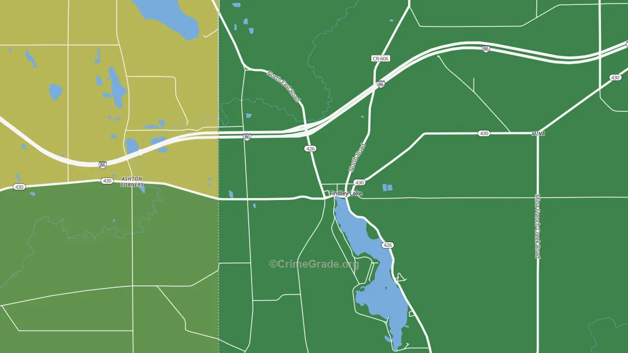 14736, NY Map of Vehicle Theft Rates