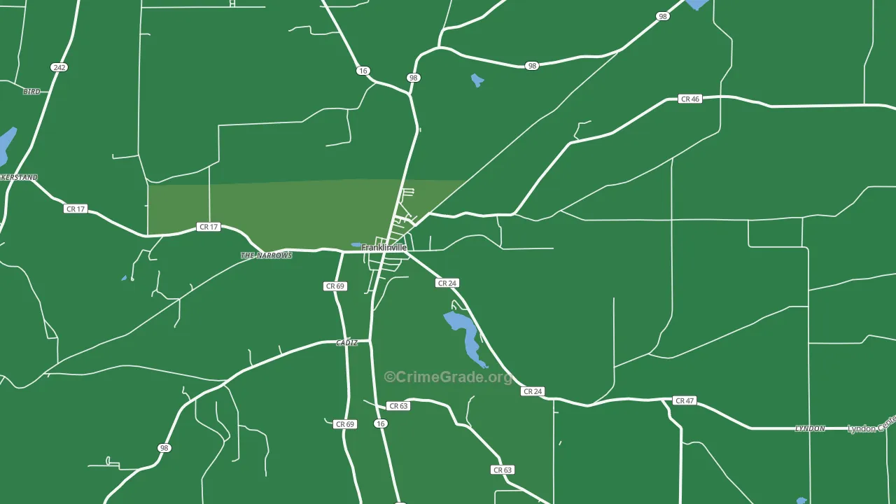 14737, NY Map of Vehicle Theft Rates