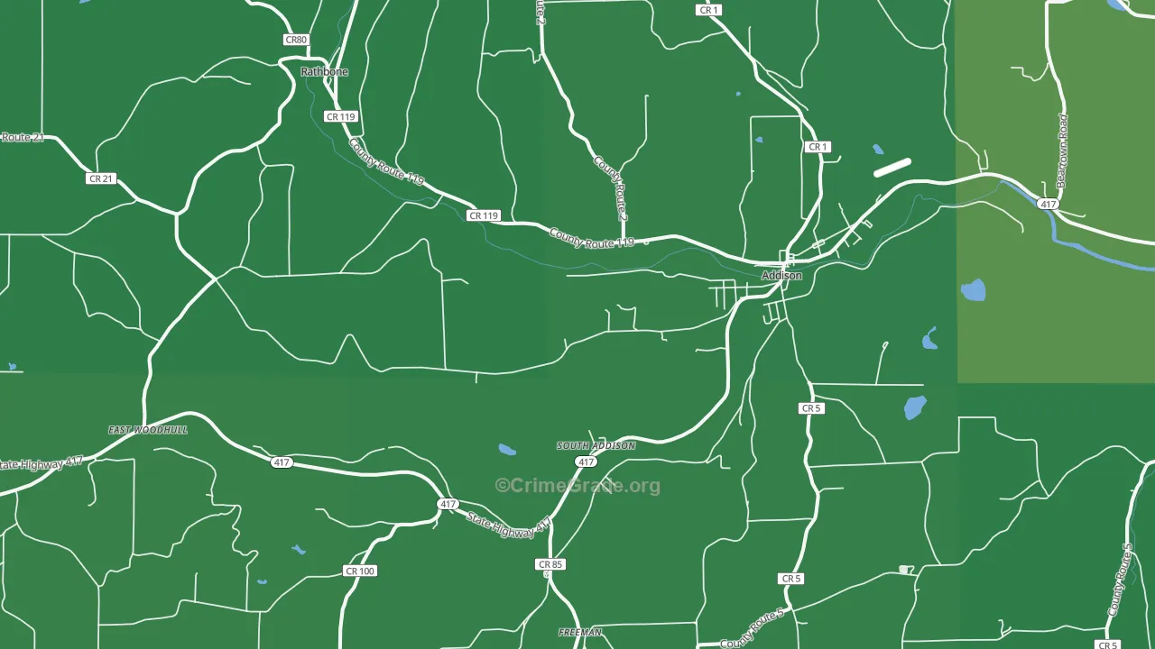 14801, NY Map of Vehicle Theft Rates