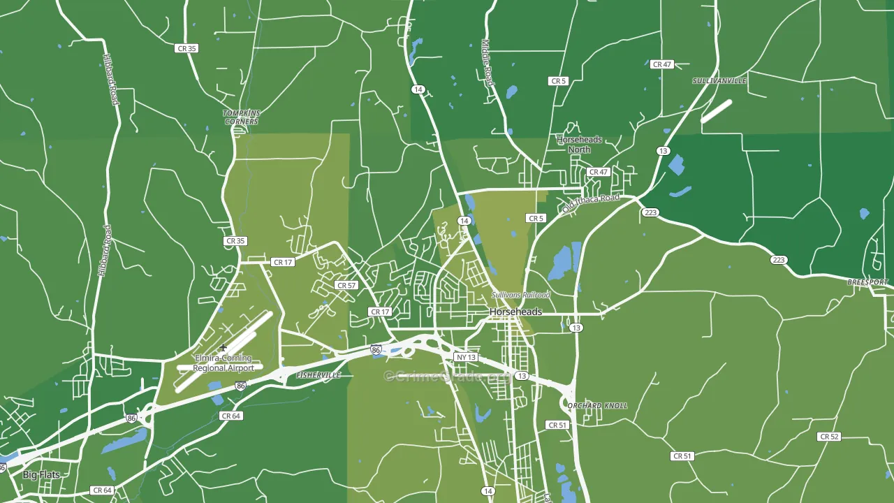 14845, NY Map of Vehicle Theft Rates