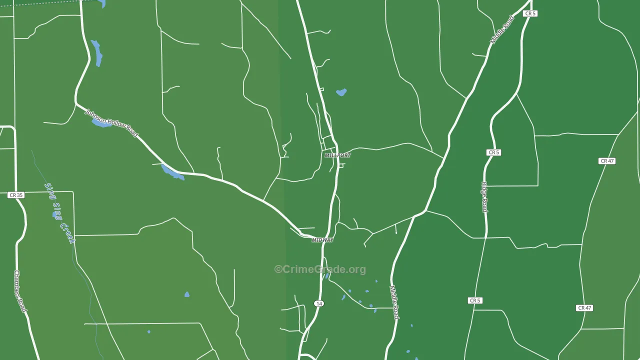 14864, NY Map of Vehicle Theft Rates