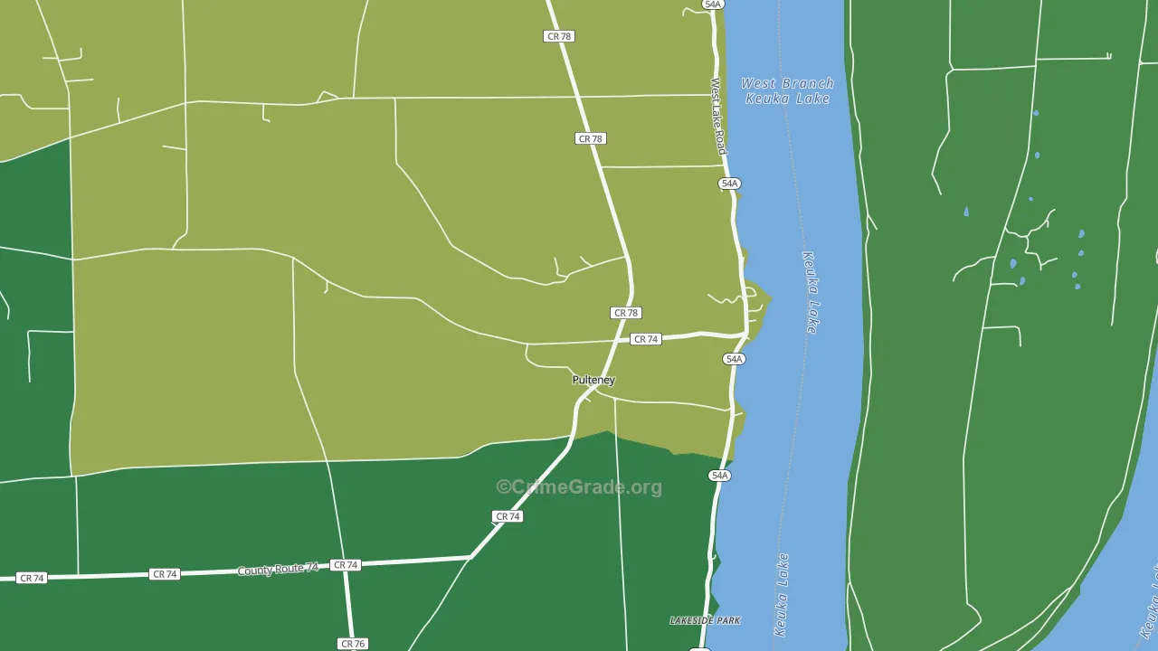 14874, NY Map of Vehicle Theft Rates