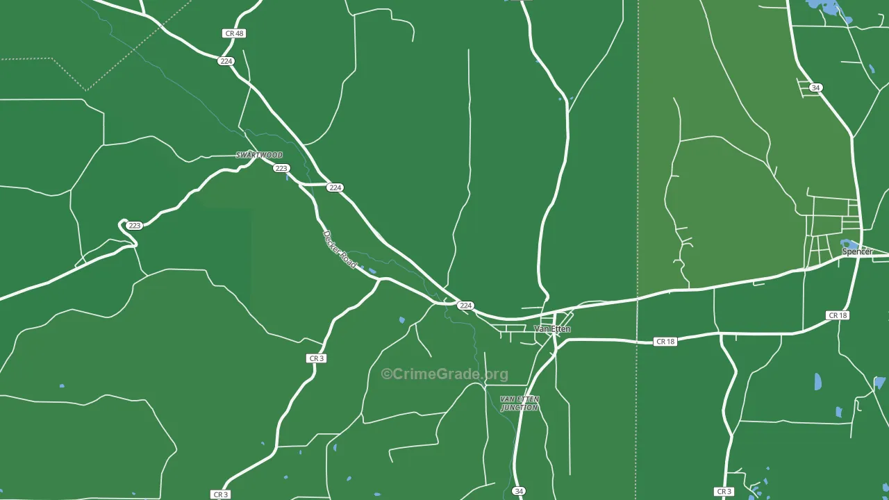 14889, NY Map of Vehicle Theft Rates