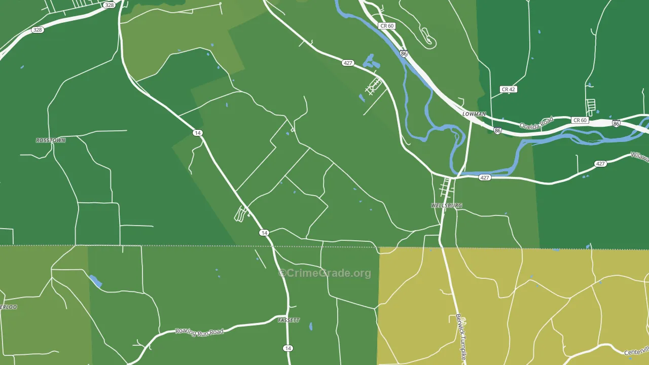 14894, NY Map of Vehicle Theft Rates