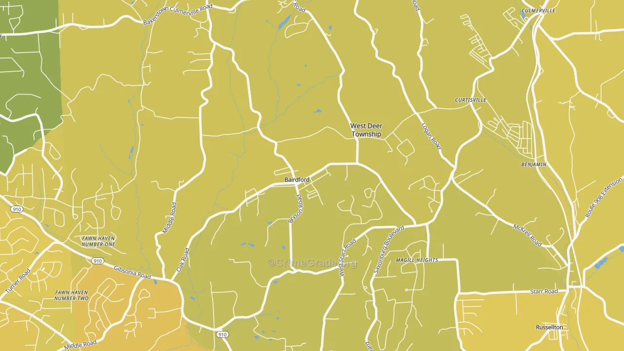 15006, PA Map of Vehicle Theft Rates