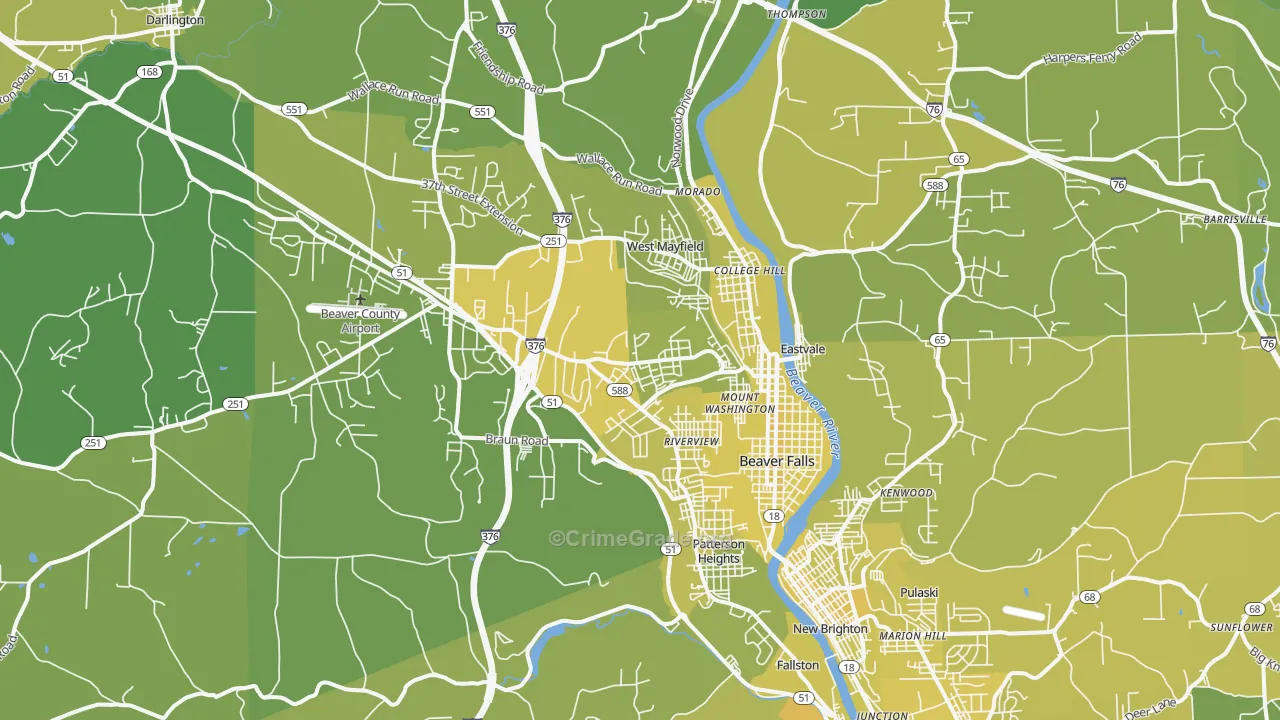 15010, PA Map of Vehicle Theft Rates