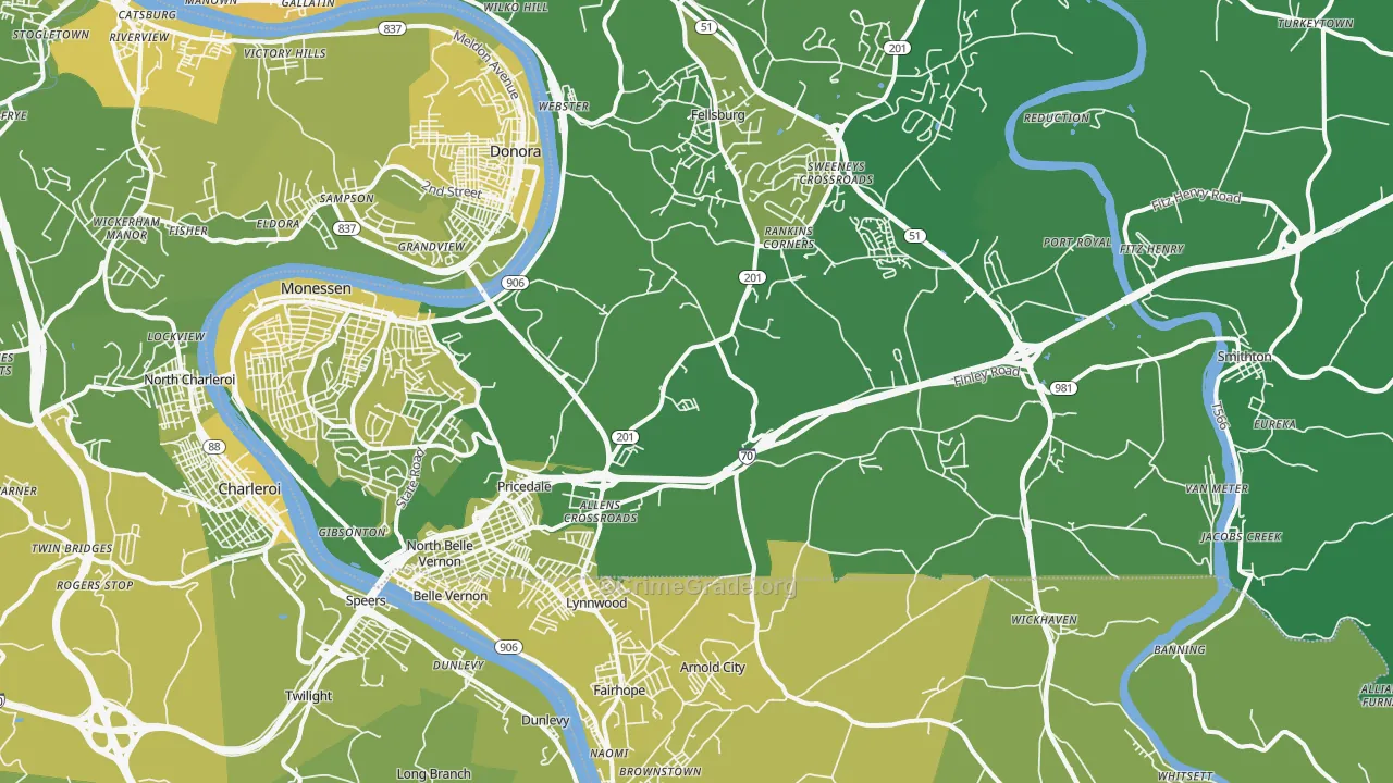 15012, PA Map of Vehicle Theft Rates