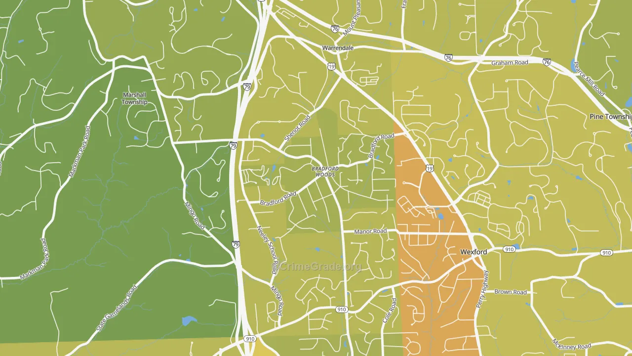 15015, PA Map of Vehicle Theft Rates